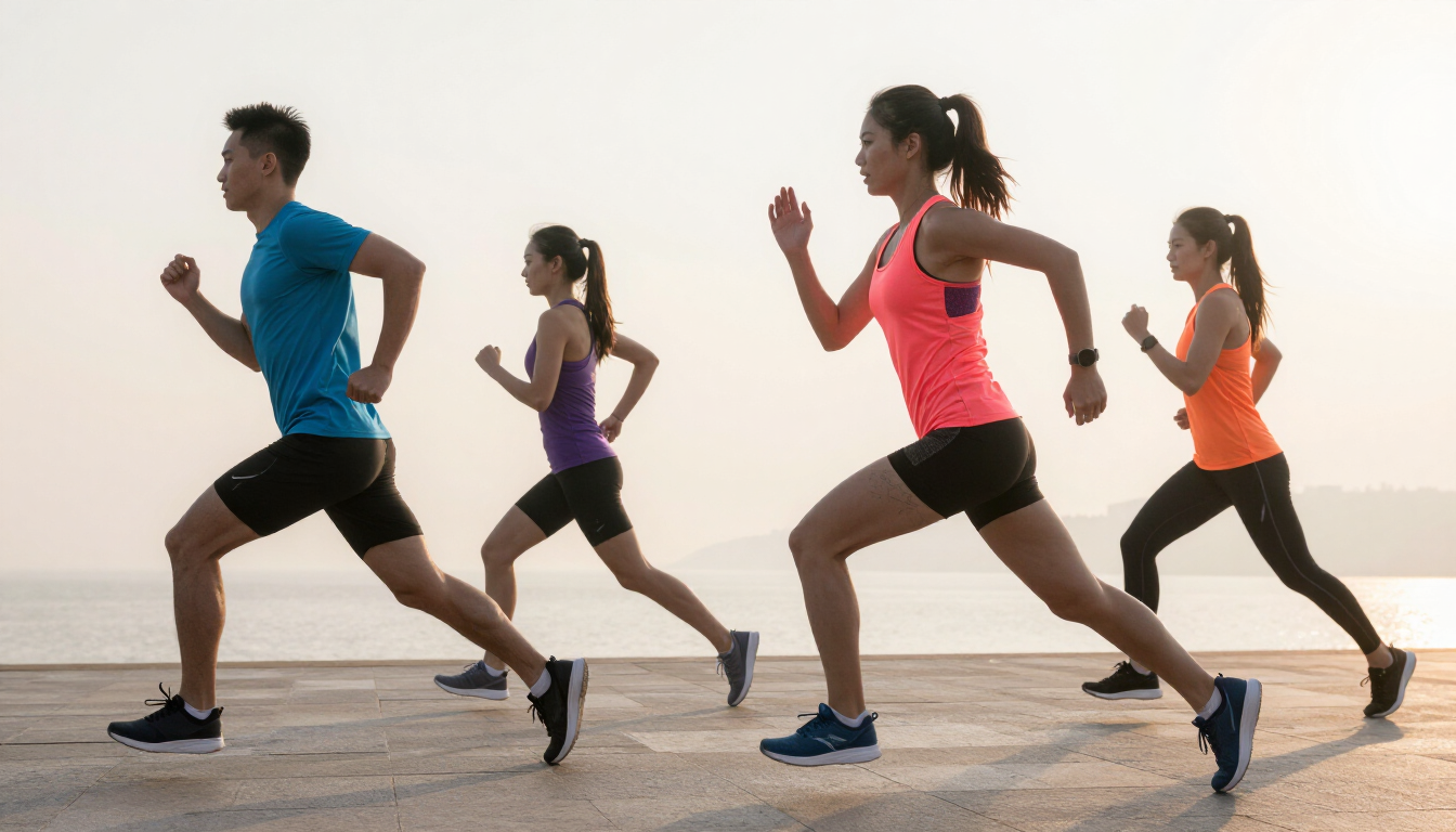 Athletes training in performance sportswear